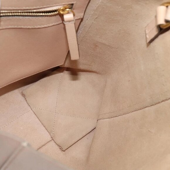 CELINE Vertical Cavas Hand Bag Leather 2way Pink Gold Auth sw418 - Picture 12 of 16